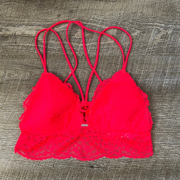 PINK Victoria’s Secret Neon Pink Lace Bra SZ M - Picture 2 of 6